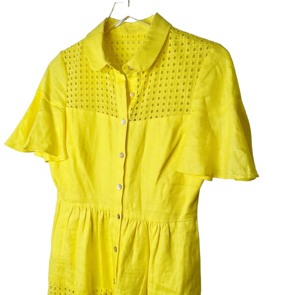 Belle Badgley Mischka Dailey Eyelet Linen Shirt Dress in Yellow
Size 4 - Picture 8 of 10